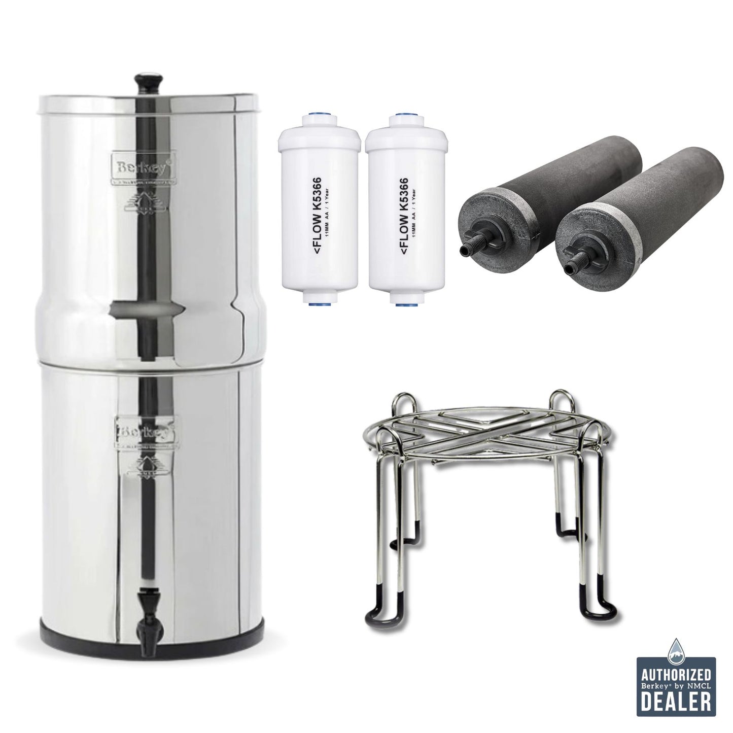 Big Berkey with Black Berkey Elements, PF2 Fluoride Filters, and Stainless Stand - Bundle