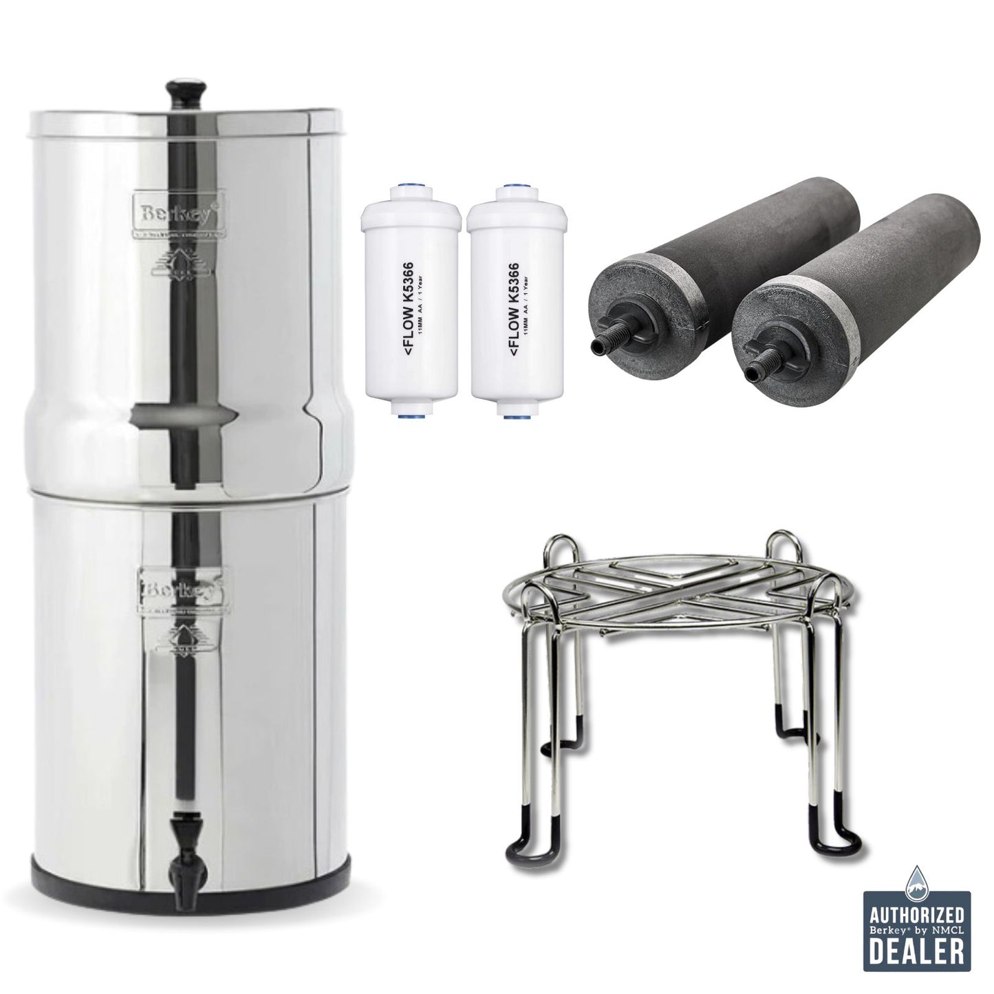 Bundle-Royal Berkey with Black Berkey Elements, PF2 Fluoride Filters and Stainless Stand- Bundle