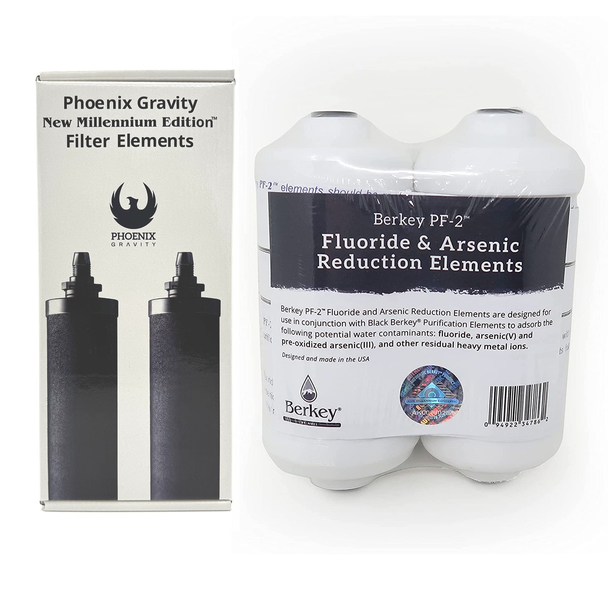 Phoenix Gravity - 8 litres certifié NSF/ANSI 42 et 372 système de filtration d'eau sur comptoir en acier inoxydable avec 2 cartouches Smart Carbon (noir), Free acier inoxydable Tap et Teak Wood
