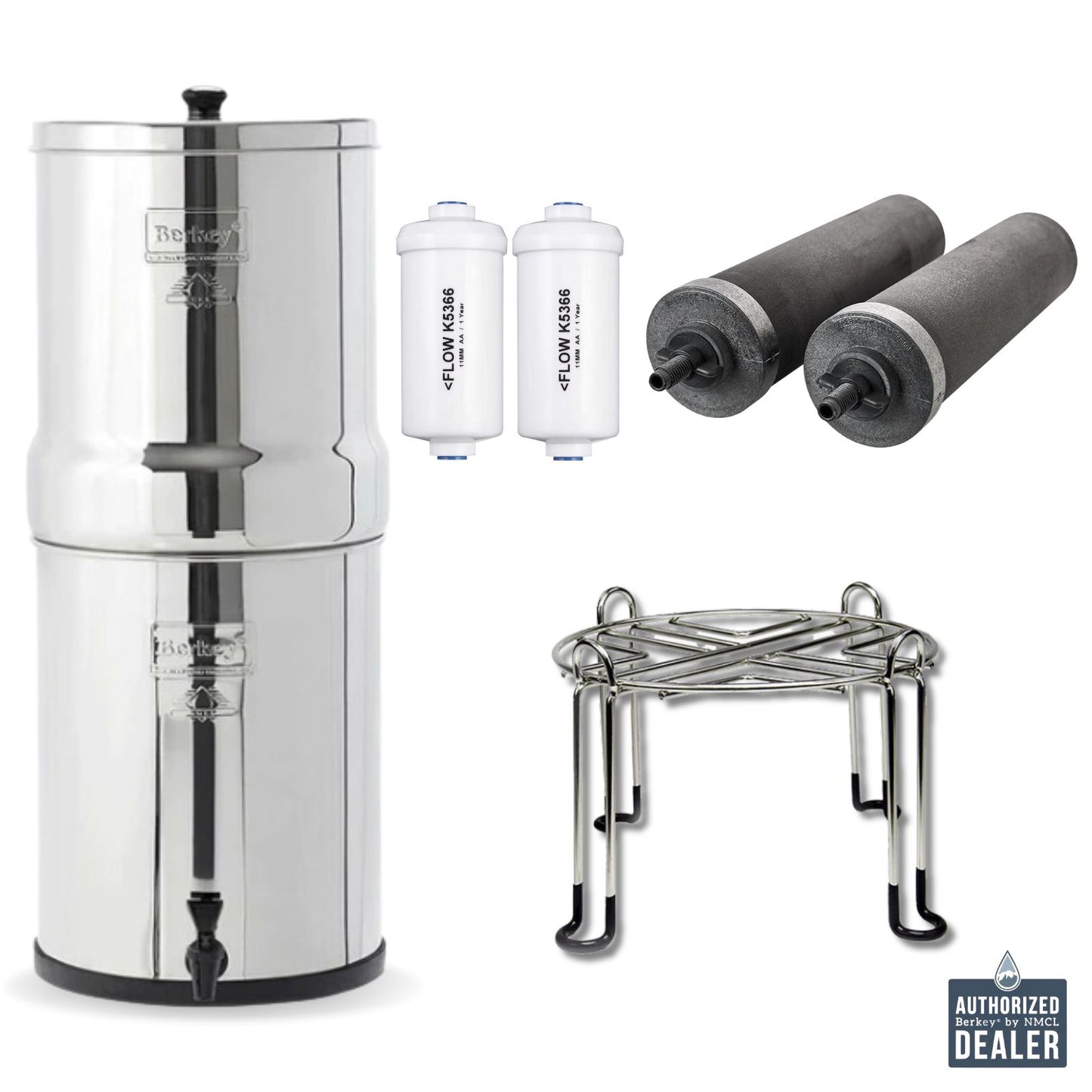 Royal Berkey with Black Berkey Elements, PF2 Fluoride Filters and Stainless Stand- Bundle